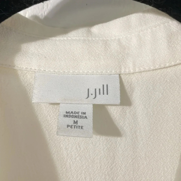 J. Jill off white sheer button down shirt size medium petite - Picture 2 of 6